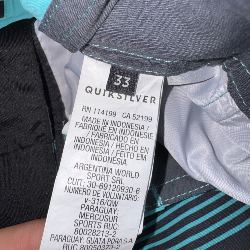 QUIKSILVER Board Shorts Men Size 33 Multi-Color Striped Beach Summer Swim Surf - Picture 6 of 10